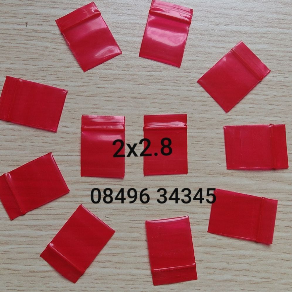 100 cái túi zip mini HAI MẶT ĐỎ đỏ 2x2.8 cm, loại dày đẹp