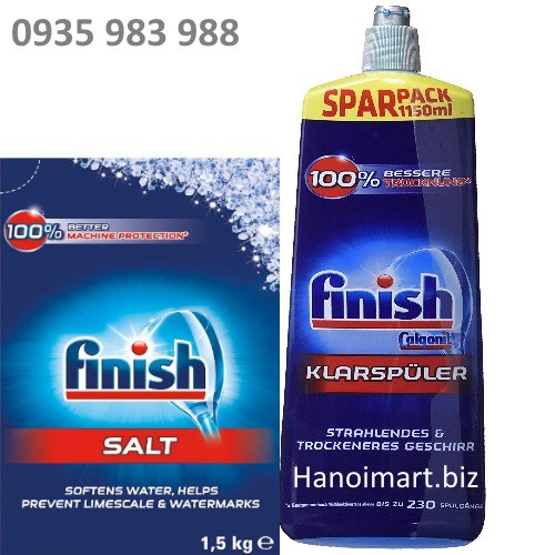 Combo Muối rửa bát Finish 1.5kg+Nước làm bóng finish 1150ml - Hanoimart