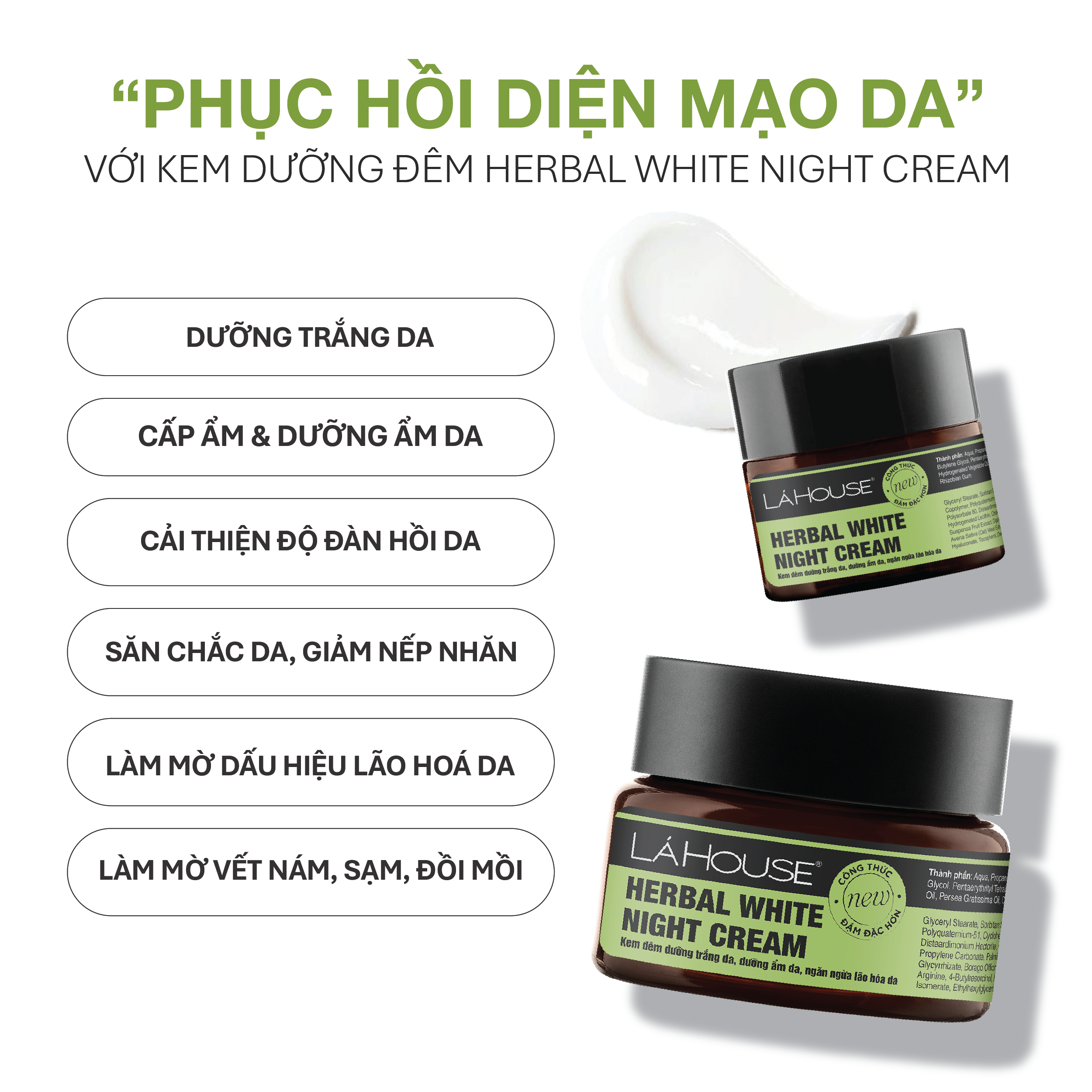 KEM ĐÊM TRẮNG DA HEBAL WHITE NIGHT CREAM 30ML