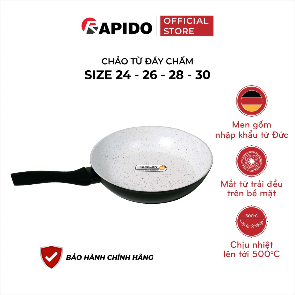 Chảo từ rapido đáy chấm rp-rd2 size 24-26-28-30cm