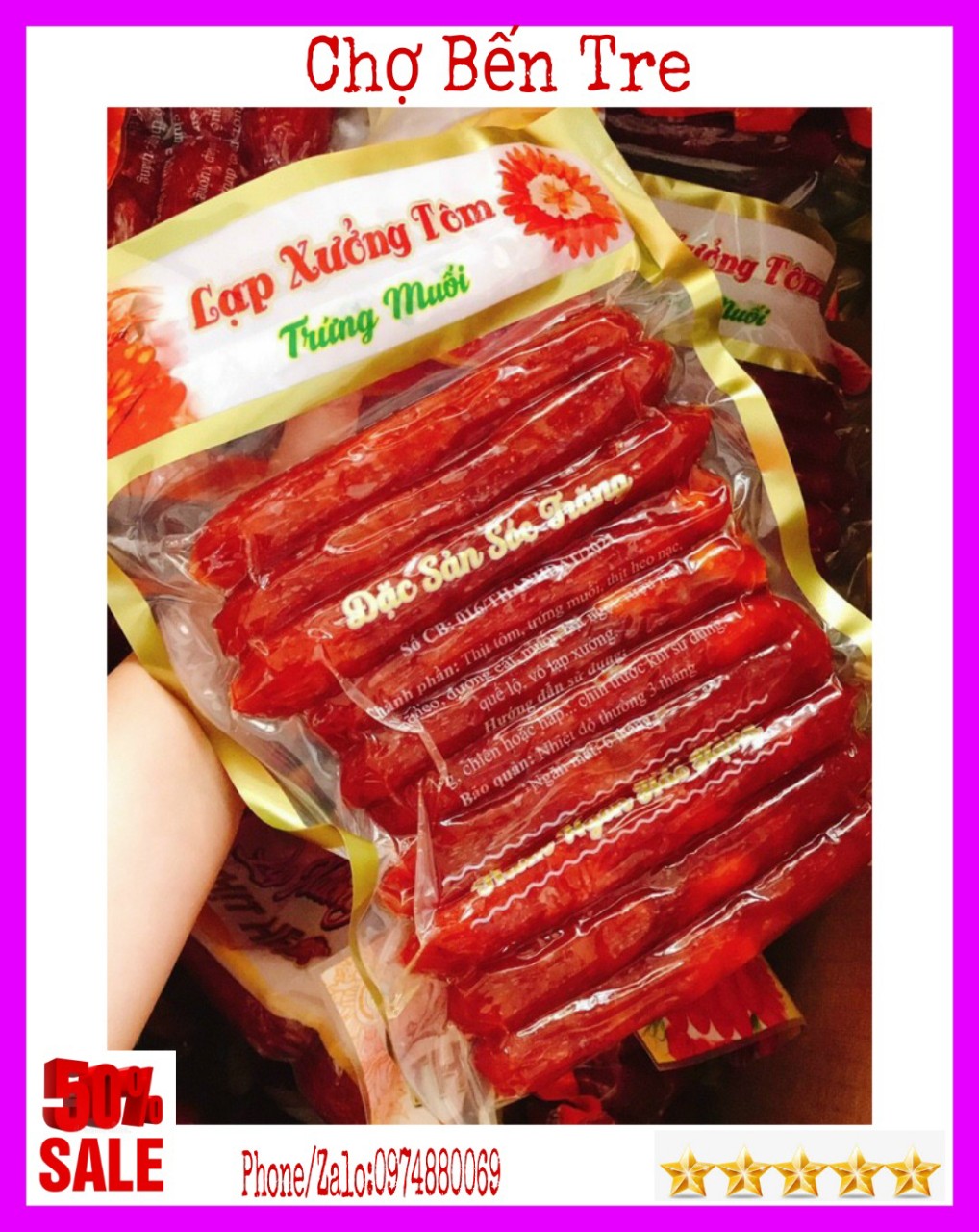 1kg Lạp xường tôm trứng muối loại ngon