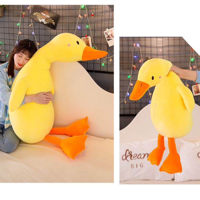 Gấu bông Vịt trầm cảm màu vàng 70cm -1m6 khổng lồ, Thú nhồi bông Vịt dài cute