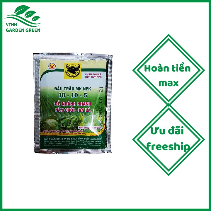 Phân bón trung vi lượng kích nảy chồi ra đọt mạnh kích ra rễ Đầu Trâu 30-10-5 gói 10g
