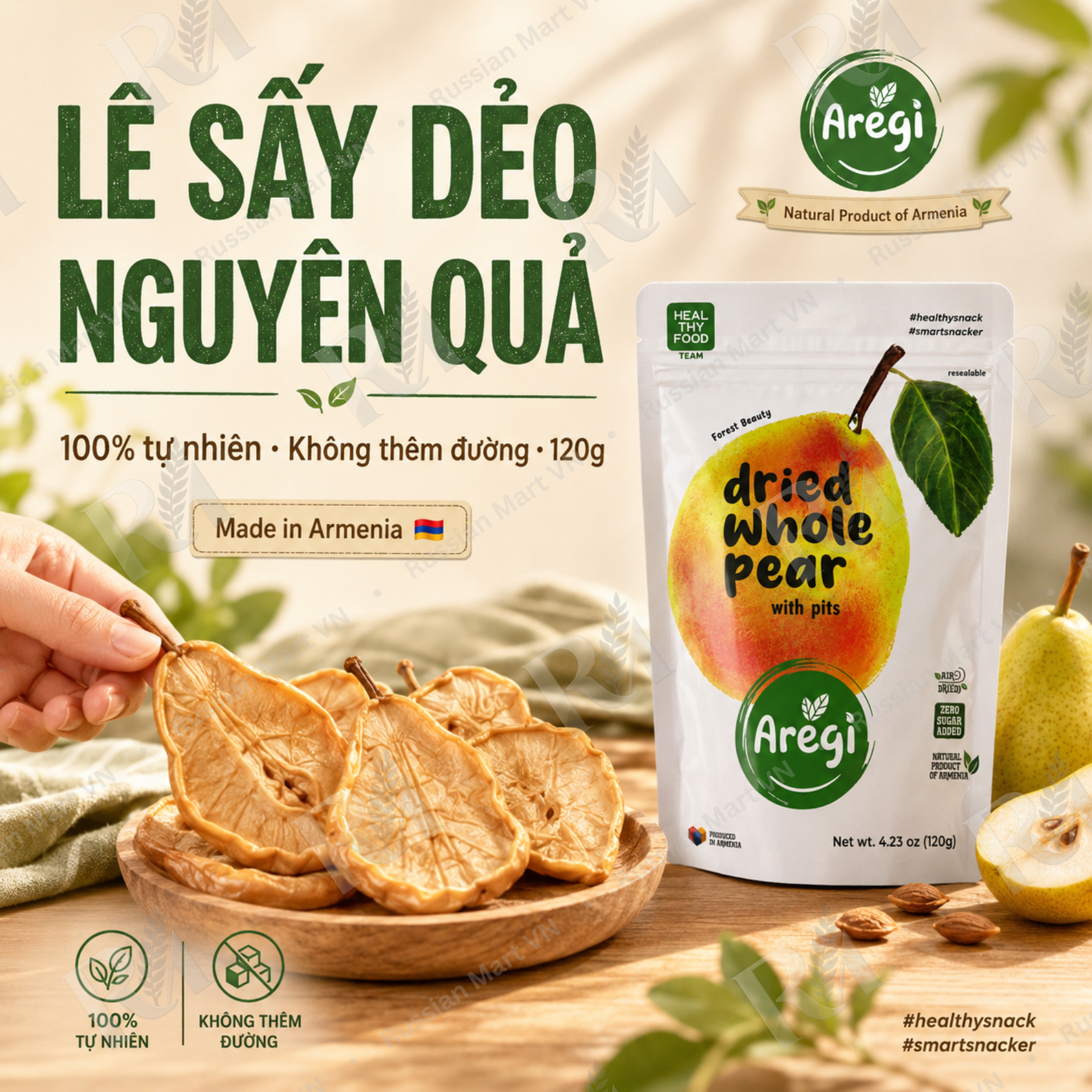 Lê Sấy Dẻo Aregi 120g - KM QUÀ TẶNG