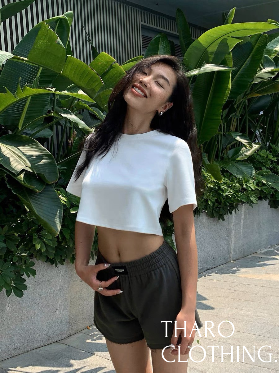 Áo Thun Tay Ngắn Basic, Dáng Croptop - Tharo Clothing