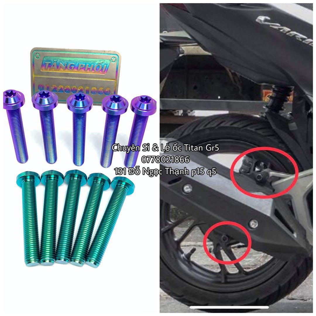 1 con Ốc gắn pass treo pô 10li60 đầu dù dày Titan Gr5 cho Vario 2018  Sh VN  Sh 300i