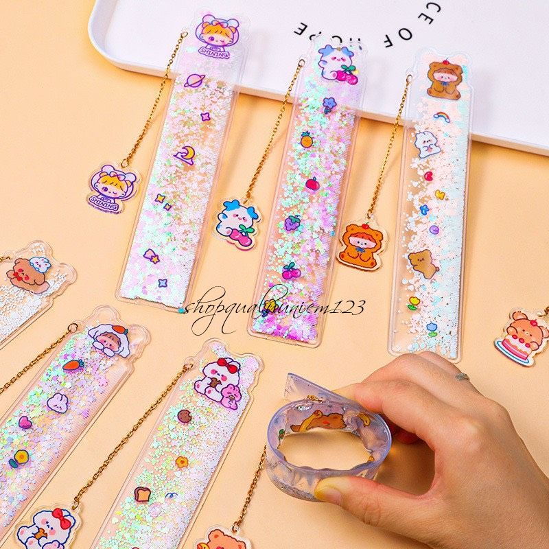 ♥️ Thước kẻ , thước dẻo kim tuyến in hình dễ thương, có móc treo tòng teng♥️