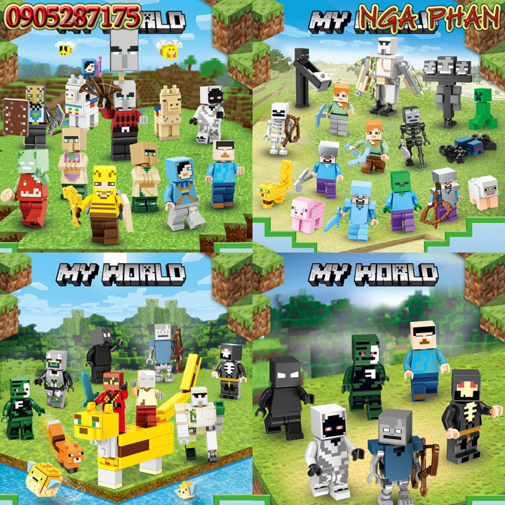 Minifigures Nhân Vật My World Siêu Đẹp Kèm Trang Bị Đồ Chơi Xếp Hình Lắp Ráp MOC DIY