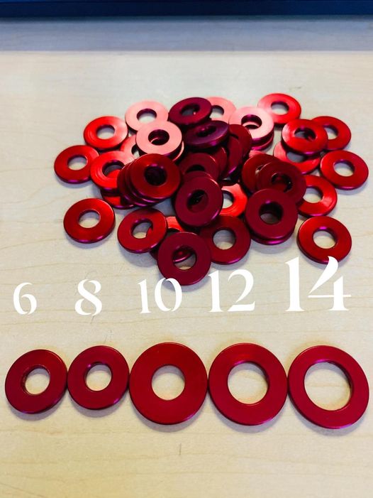Long Đền nhôm Đỏ Size 6li,8li,10li,12li,14li gắn cho các loại xe