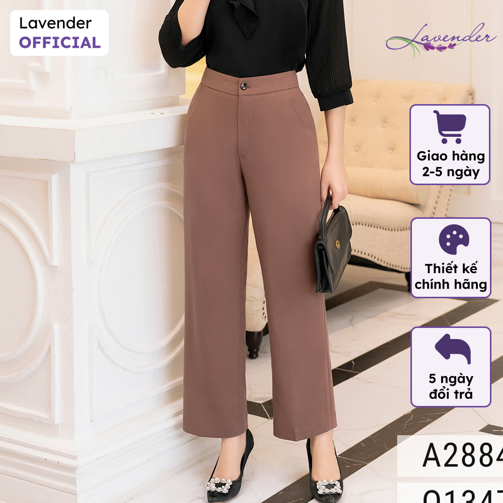 Quần tây nữ công sở nâu tây lavender fashion ống suông basic chất co giãn nhẹ q1347