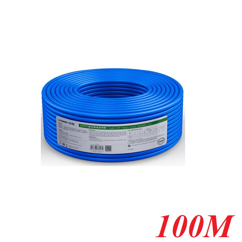 Ugreen 11257 100m màu xanh cáp mạng lan cat 6 upt cao cấp nw109
