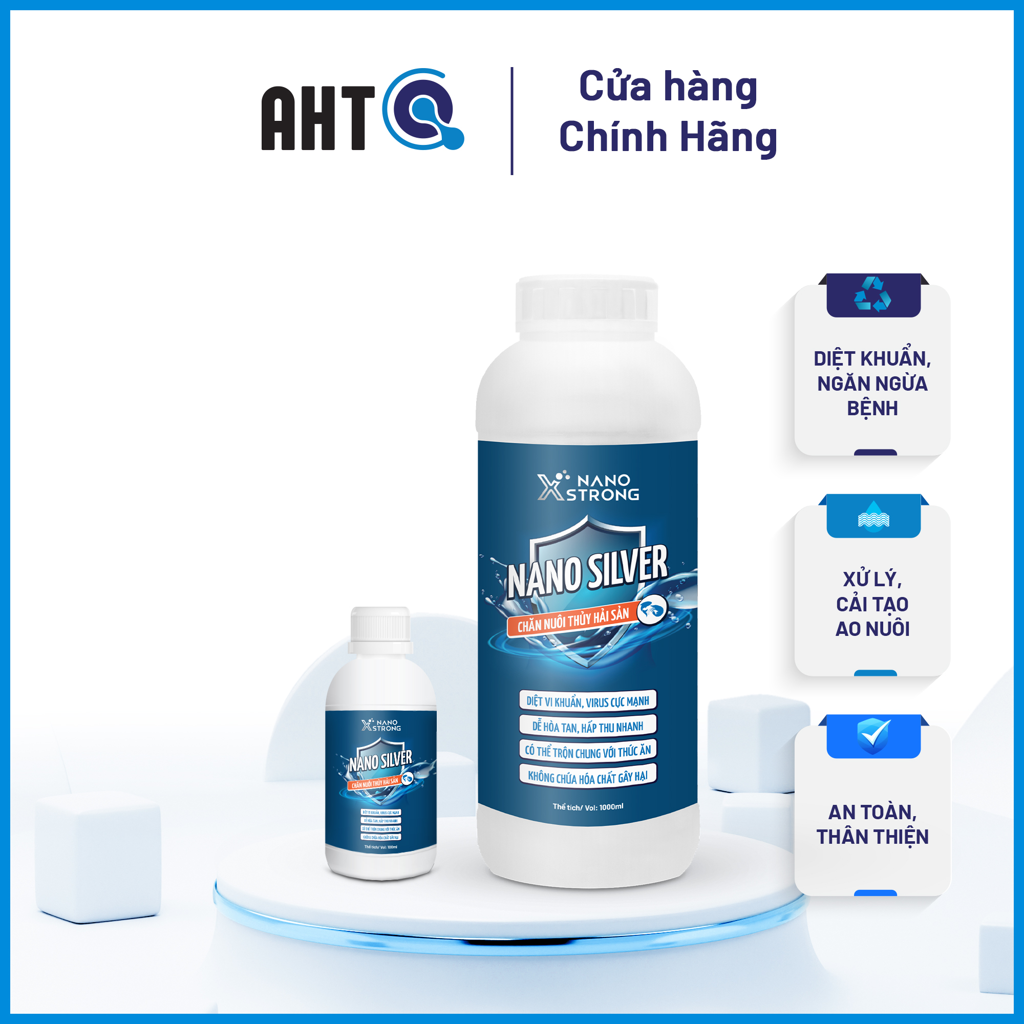 COMBO NANO BẠC (SILVER) NANO XSTRONG THUỶ SẢN CHỐNG, HẠN CHẾ VI KHUẨN, VIRUS, ĐỐM TRẮNG, ĐỐM ĐEN, ĐẦU VÀNG, GAN TUỴ, EMS
