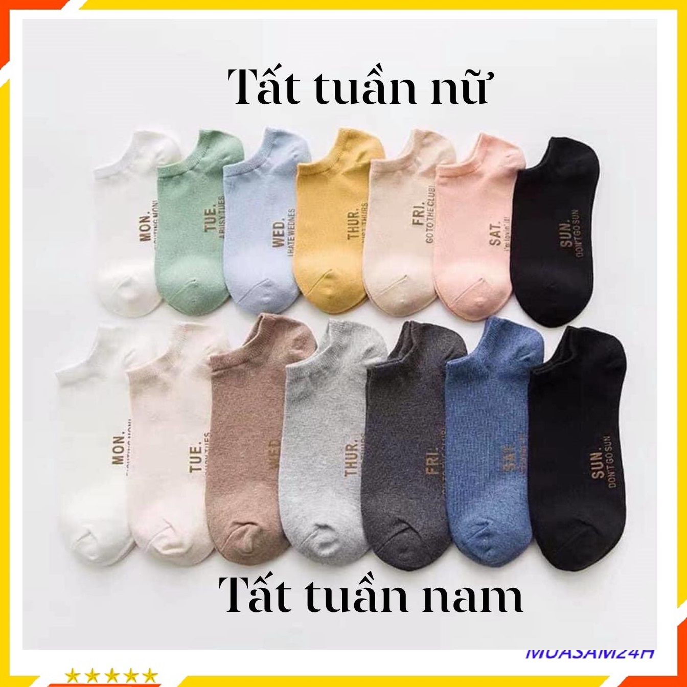 Combo 7 đôi tất nữ cổ ngắn freeship tất nam cổ ngắn - tất chống hôi chân - tất tuần nam nữ