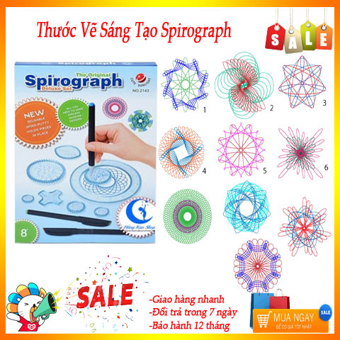 Bộ thước vẽ họa tiết trang trí sáng tạo Spirograph No 2143 cho bé thỏa sức sáng tạo