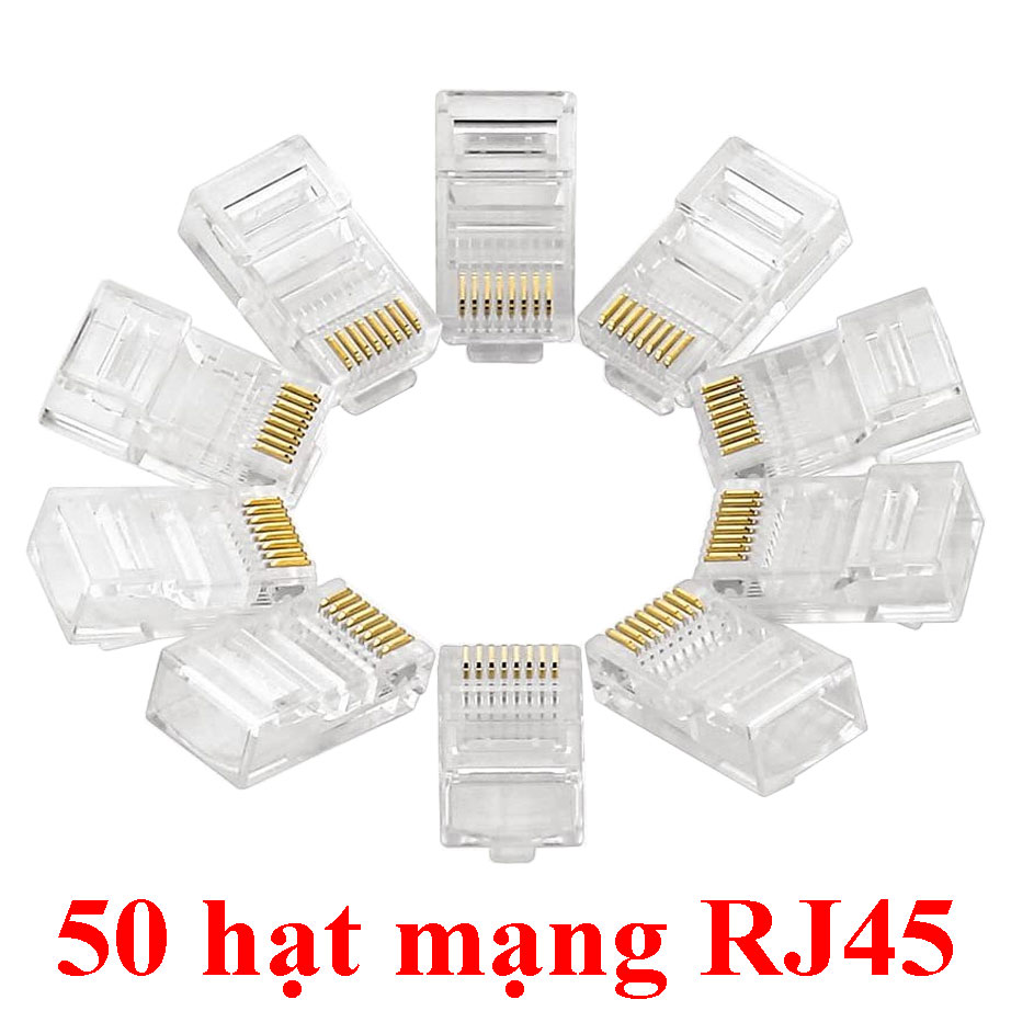 [HCM]50 Đầu bấm mạng/ hạt mạng RJ45 - dùng bấm đầu cáp Cat6e cat6 cat5e cat5 dùng được cho UTP lẫn SFTP