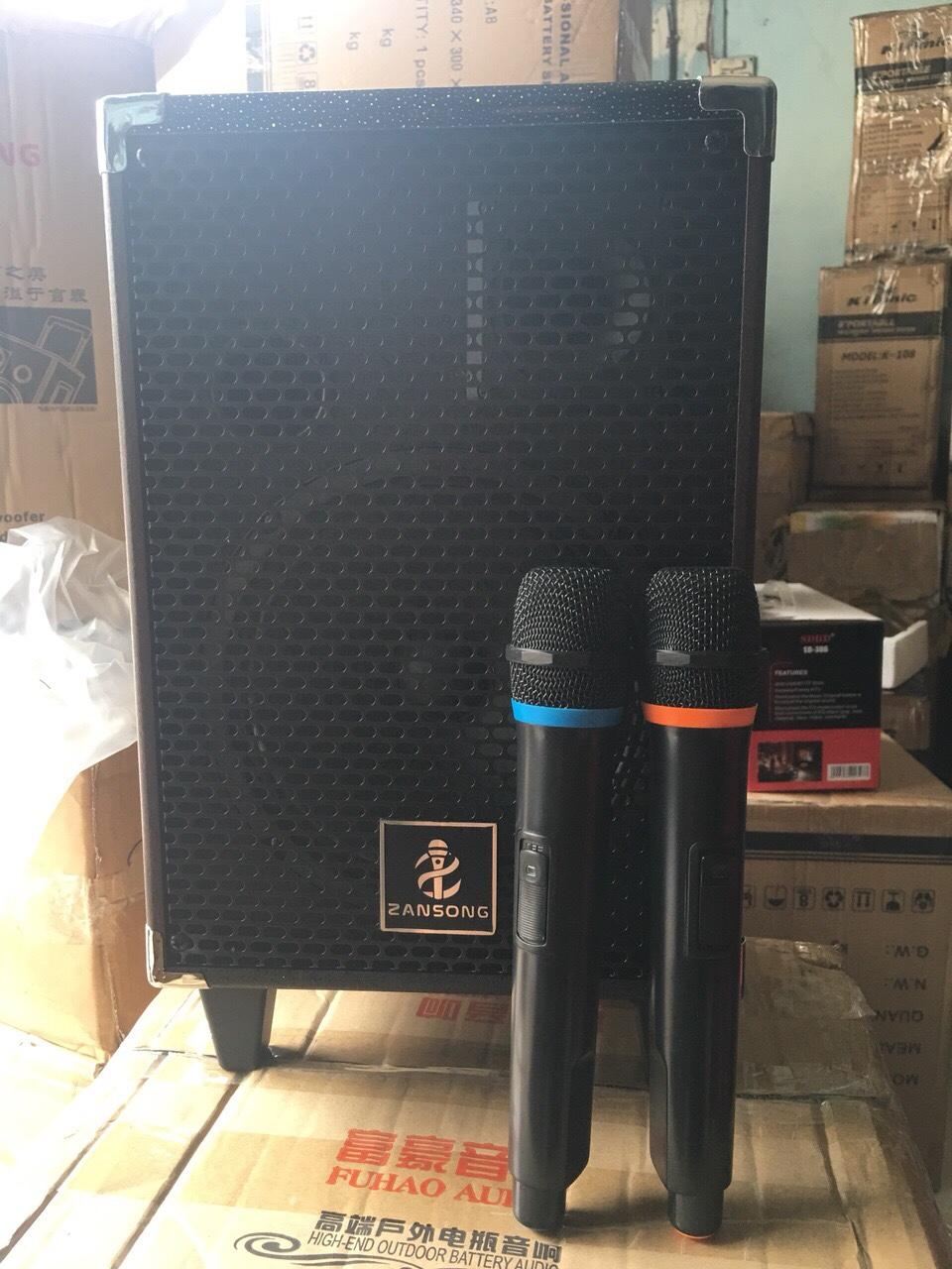 Loa kéo karaoke Q8s bluetooth âm thanh lớn hay tăng 2 mic không dây hay