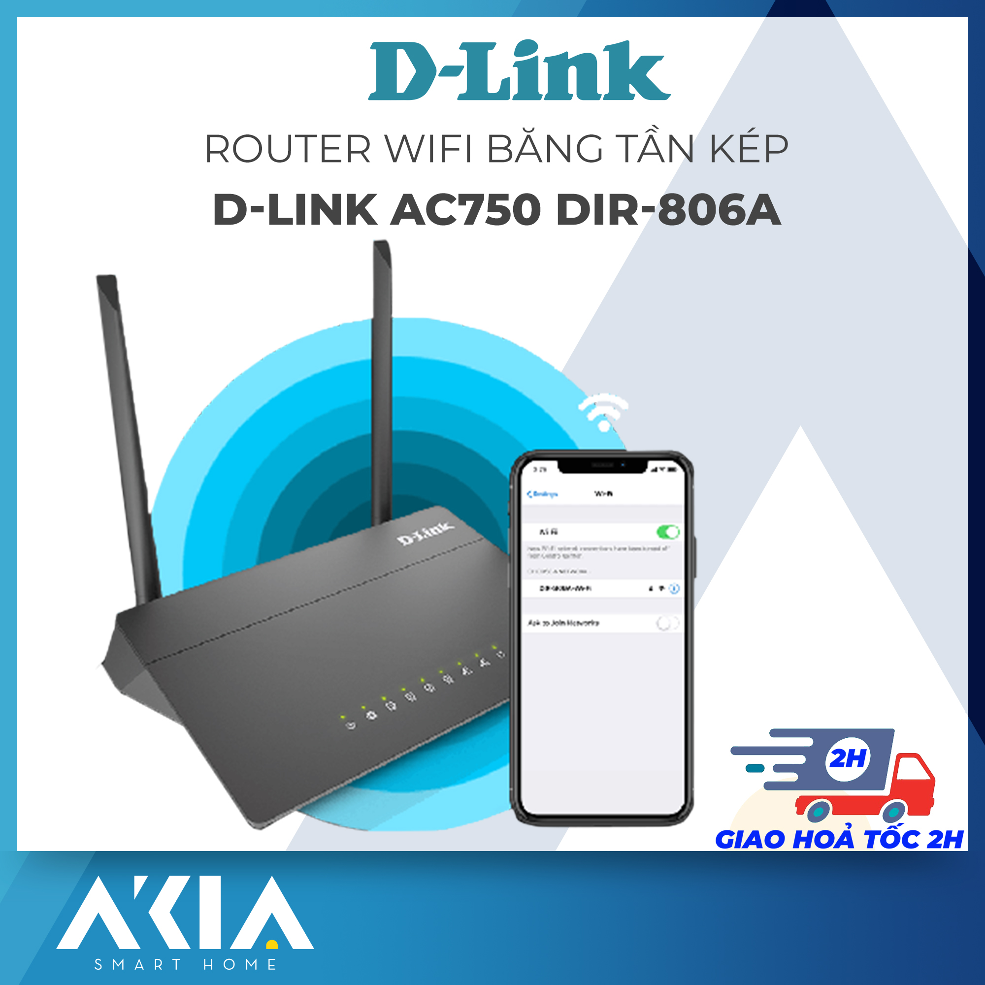Router wifi d-link ac750 dir-806a, bộ phát wifi không dây băng tần kép, tốc độ 750 mbps, 4 cổng lan, 1 cổng wan
