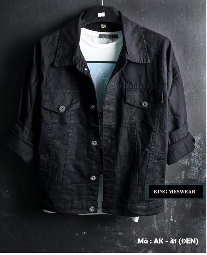 Áo Khoác Jean Nam TM166 ĐEN TRƠN Basic Form Rộng - Áo Khoác Bò Nam Phong Cách Thời Trang - TOMMY JEAN 01