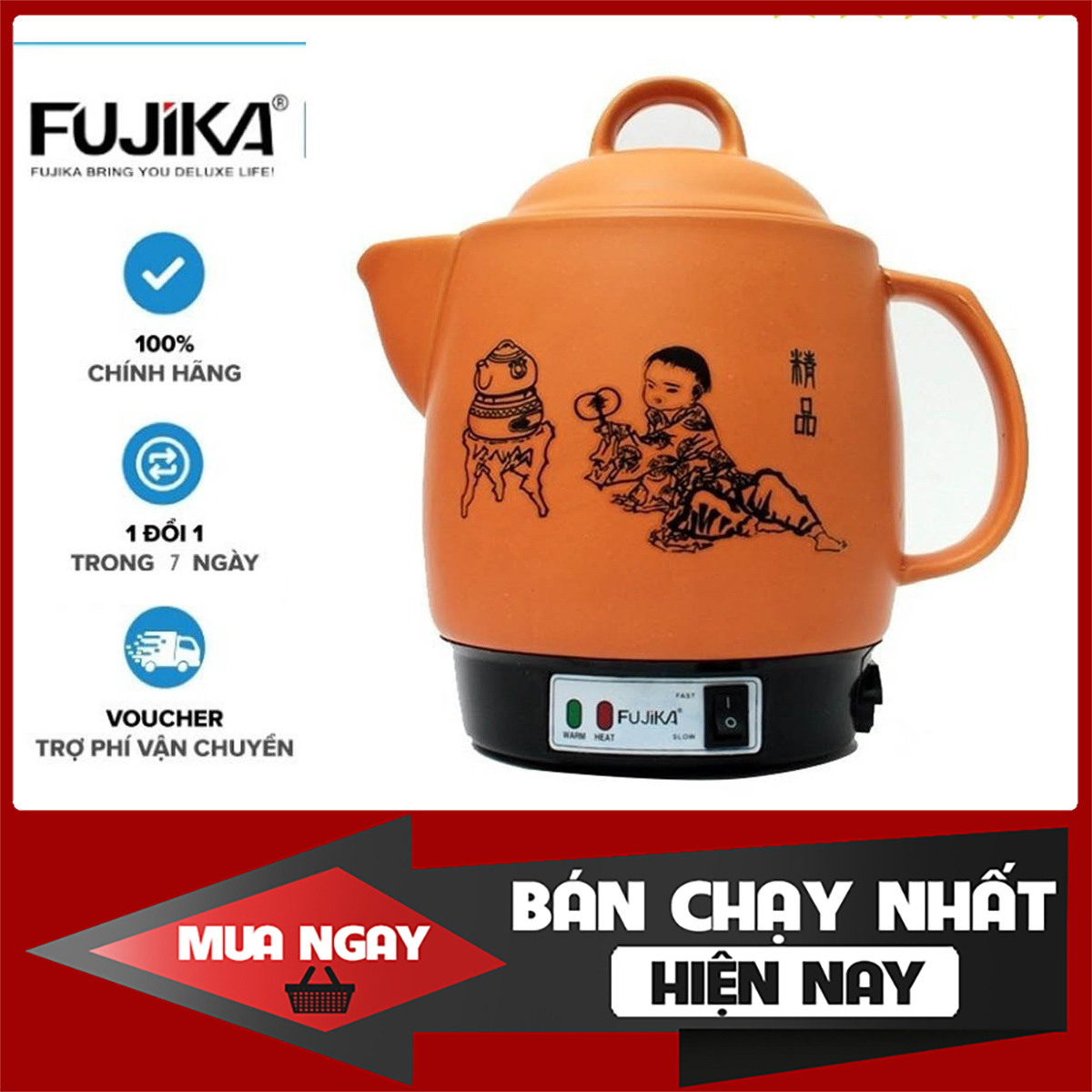 Sale 50% | ấm sắc thuốc fujika fu-ck33 , công suất 450w, dung tích 3l, chế độ ngắt tự động, chất liệu gốm cao cấp, chịu nhiệt tốt.