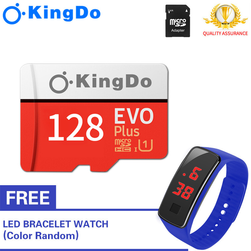 Thẻ nhớ microsdxc kingdo evo plus 128gb uhs-i u3 4k 100mb/s đồng hồ led miễn phí