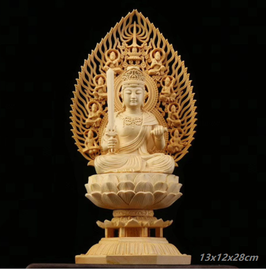 [HCM]Tôn tượng Văn Thù Bồ Tát gỗ bách hương 28cm
