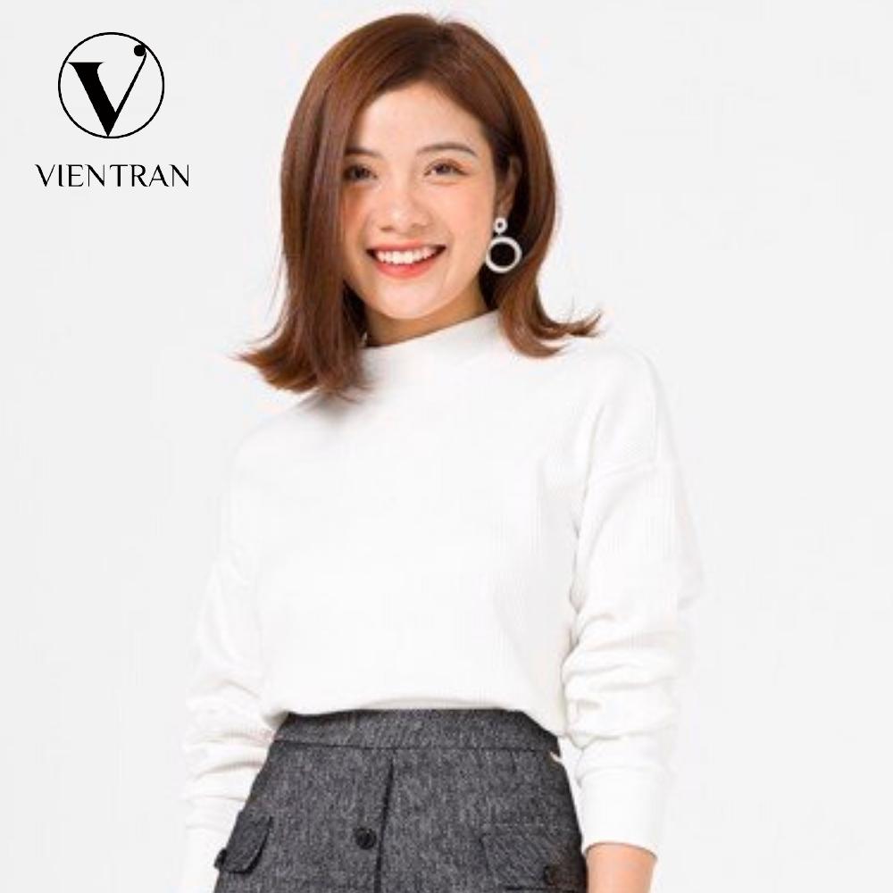 Áo len nữ cổ lọ croptop Vien Tran V61W19T067 (Trắng)