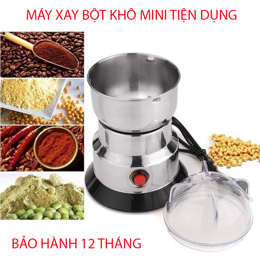 [HCM]Máy nghiền bột đa năng-Máy Xay Bột Khô gia đìnhMáy xay bột siêu mịnMáy Xay Bột Khô Minithiết kế chắc chắn hiện đại gọn nhẹ làm bằng vật liệu inox sáng không gỉXay Ngũ Cốc Cafe Các hạt gia vị.