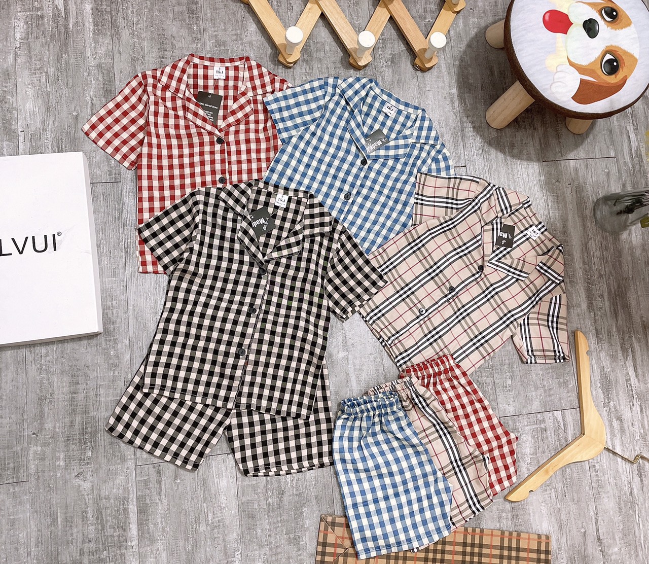 Bộ pijama kẻ thô đũi sz 22-32kg