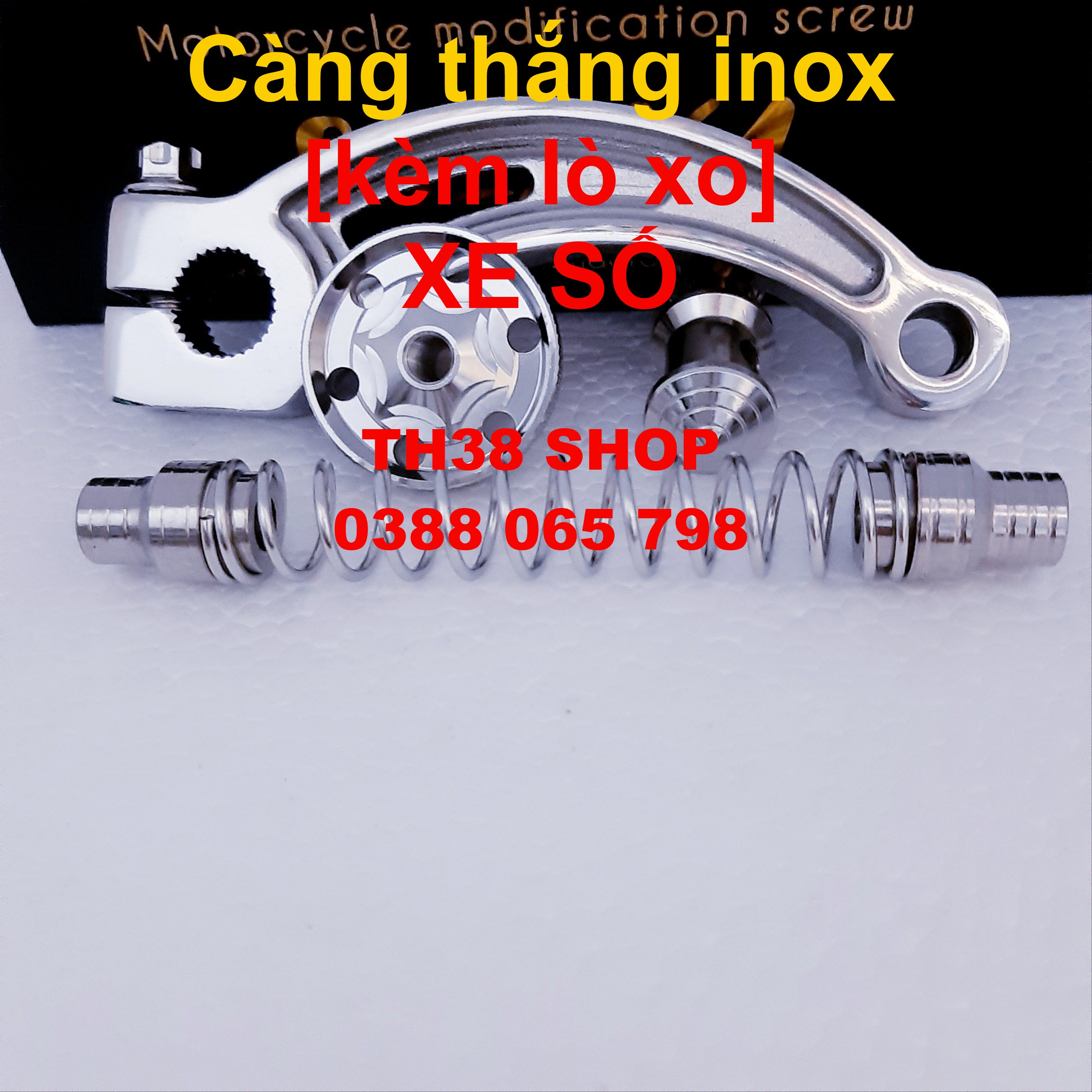 càng thắng inox xe số, tay ga [kèm lò xo lựa chọn bên dưới]