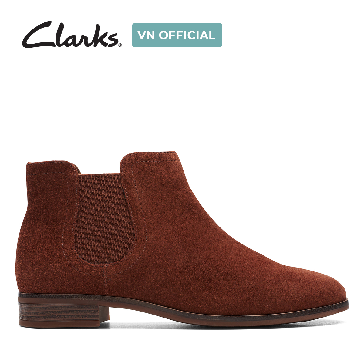 Giày bốt cổ thấp da nữ clarks - trish chelsea