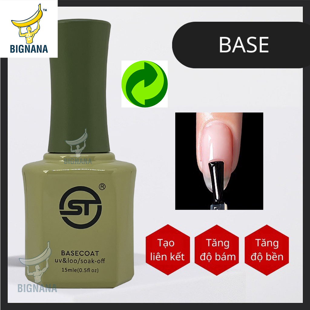 Sơn base top, base coat gel st 15ml chính hãng, gel liên kết dưỡng móng, sơn bóng top coat phủ móng chuyên dụng