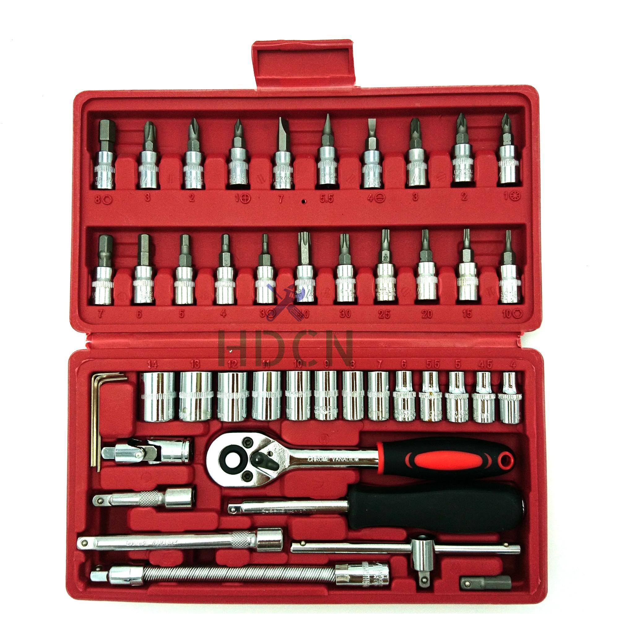 Bộ dụng cụ 46 chi tiết, mở bu lông ốc vít