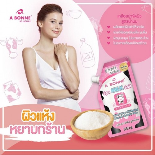 Muối tắm con bò tẩy tế bào chết a bonne spa milk salt 350gr – tẩy tế bào chết - muối tắm tẩy tế bào chết con bò abon thái lan – muối tắm – sữa tắm – chăm sóc da - a bonne – tẩy da chết – tắm và chăm sóc cơ thể - làm đẹp