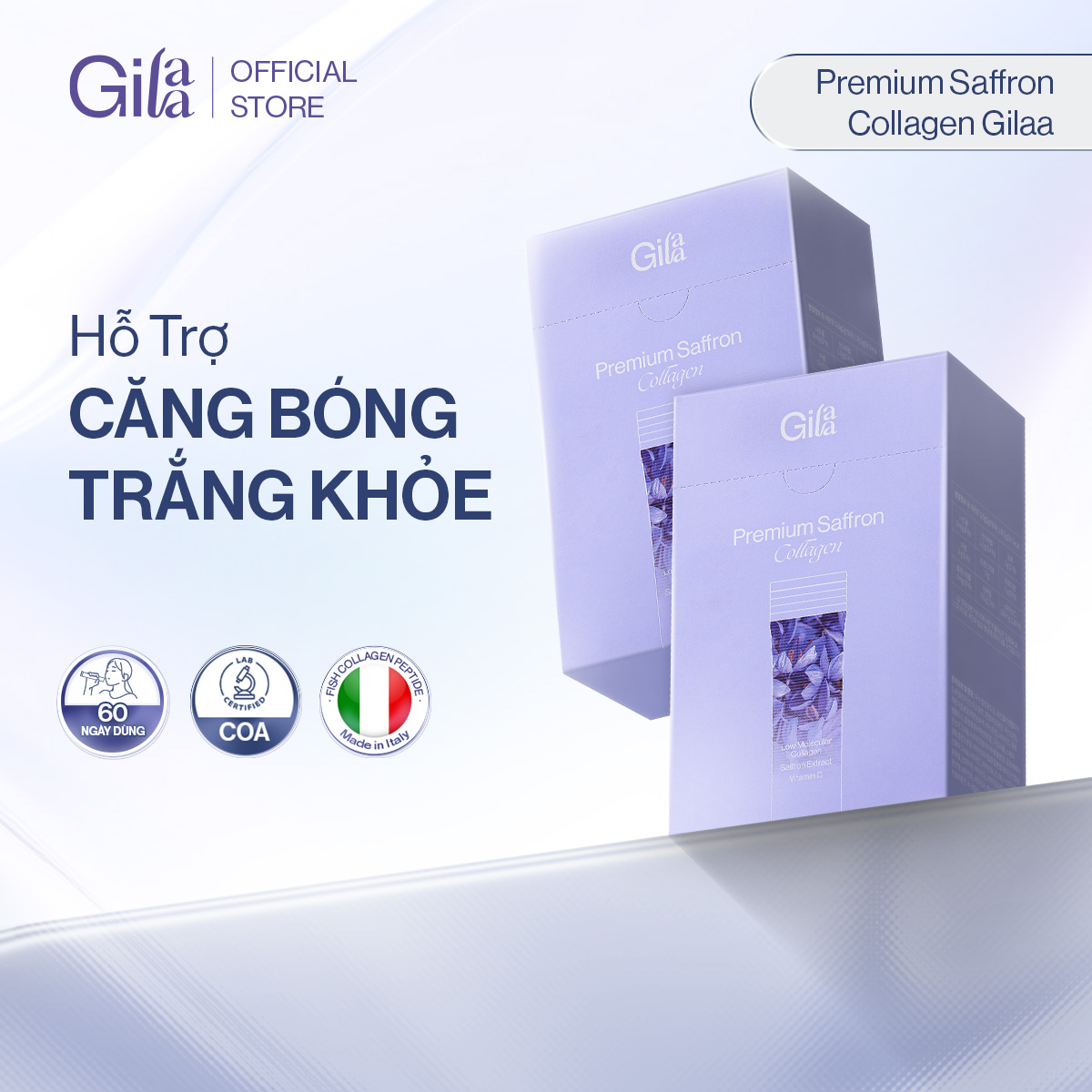 Thực phẩm bổ sung Gilaa Glow White Premium Glutathione C (3g x 30 gói) - Dạng Bột Ngậm