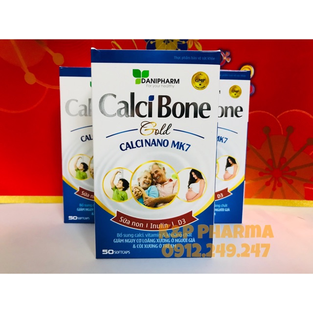 ✅ Calci Bone Gold, Calci Nano MK7 | Canxi nano với sữa non, inulin và Mk7| Hỗ trợ sự phát triển của xương, răng