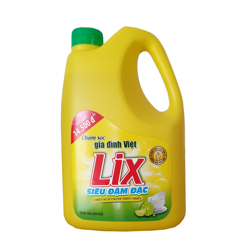 Bộ 2 can nước rửa chén Lix siêu đậm đặc hương chanh 1.5kg