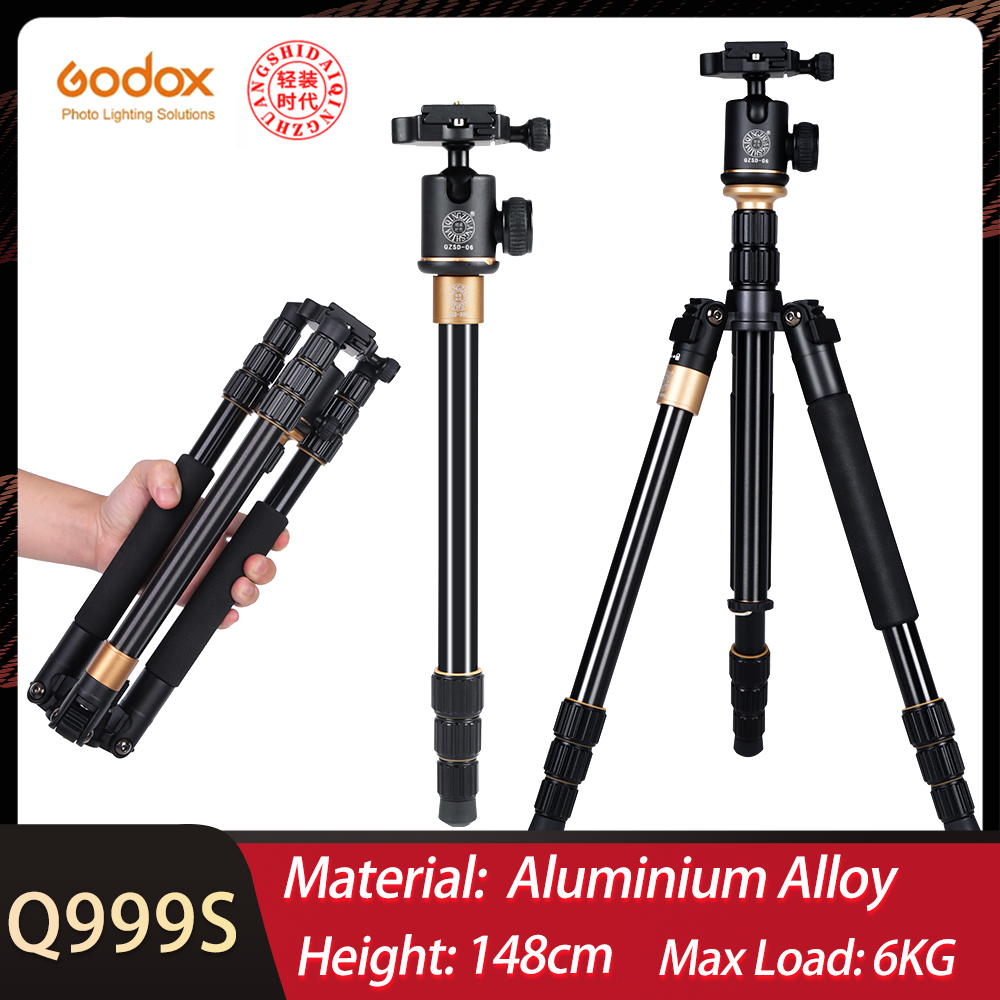 QZSD Q999S Portable Pro Photographic Aluminum Alloy Tripod Monopod & Ball Head Kit Foldable Compact Travel for DSLR Camera