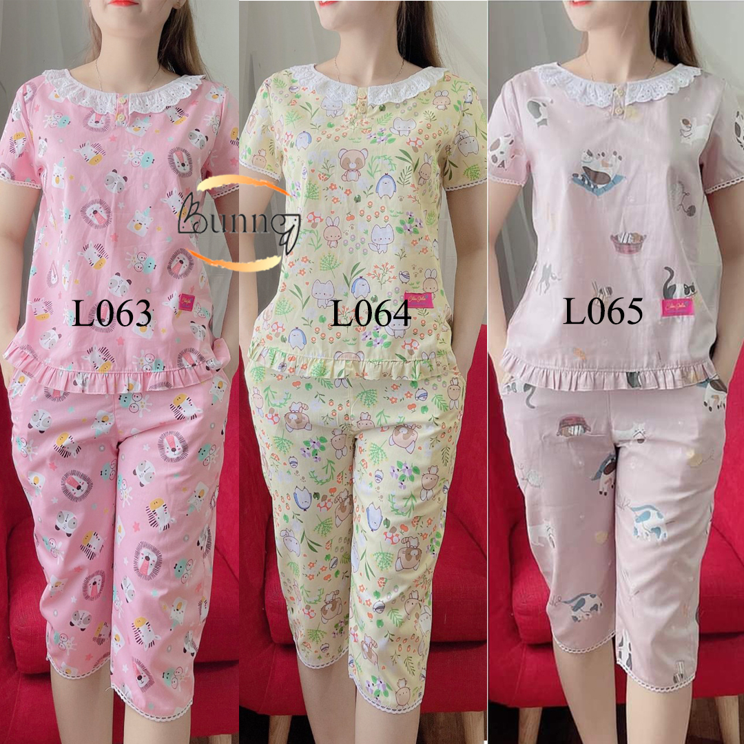 Bộ quần áo nữ mặc ở nhà, Đồ bộ nữ mặc nhà, mẫu lửng xinh xắn mặc hè