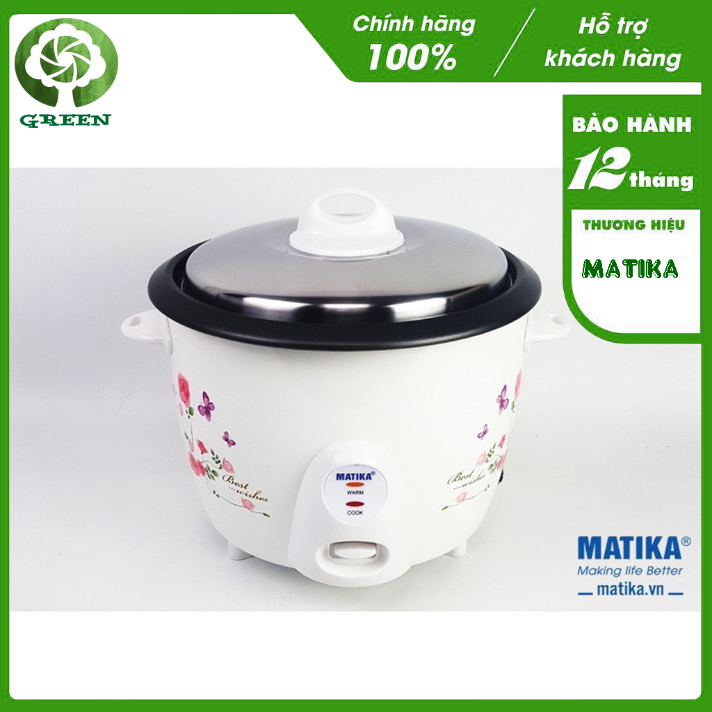 Nồi cơm điện nắp rời 1.2l matika mtk-dr12 chống dính mâm nhiệt hợp kim tăng cường hiệu suất tiết kiệm điện -hàng chính hãng