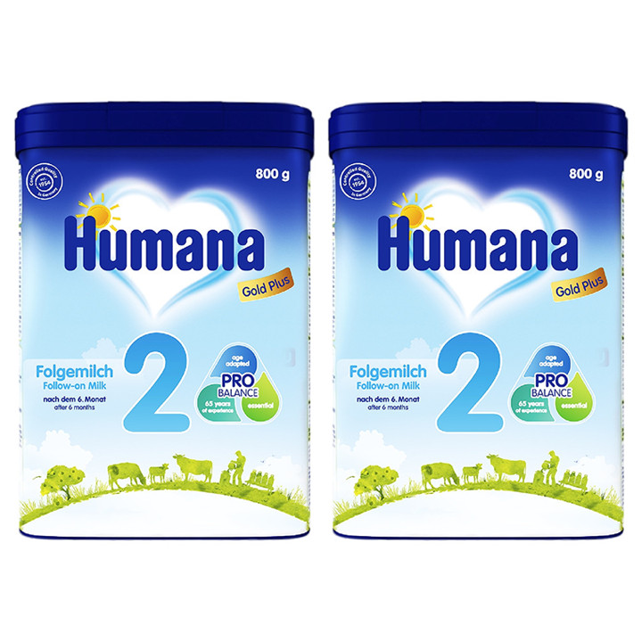 Bộ 2 lon sữa bột humana gold số 2 800g 6-12 tháng