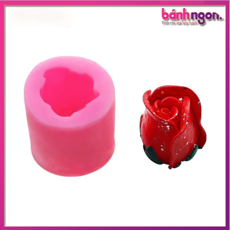 Khuôn silicon 4d hoa hồng búp cao 5.5cm làm thạch,đá,kẹo