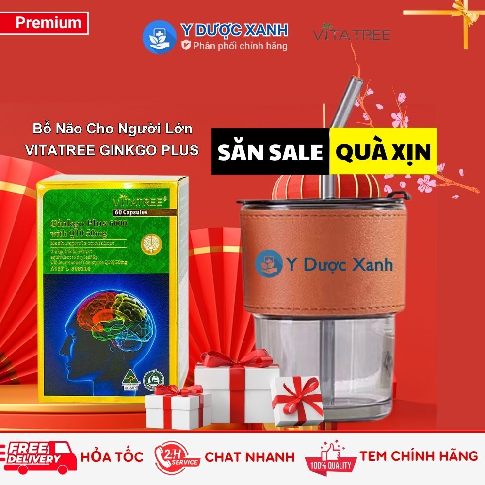 Vitatree ginkgo plus 6000, 60 viên, viên uống bổ não - y dược xanh
