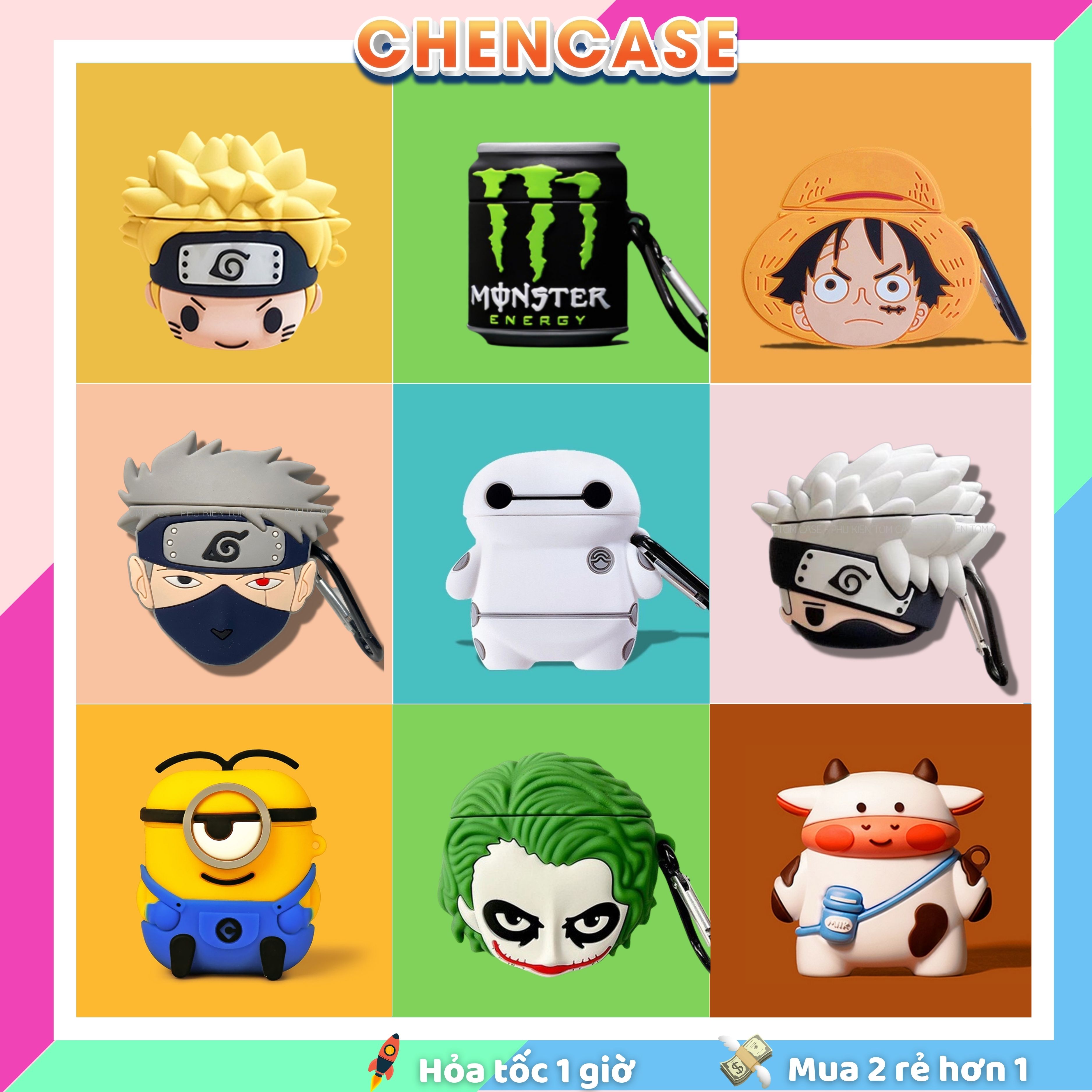 Vỏ Airpods 2/1/3/pro, Bộ Hình NINJA, Vỏ/Case/Ốp Bảo Vệ Hộp Đựng Tai Nghe Bluetooth Không Dây Airpod pro/2, Chống Va Đập Cực Tốt - CHEN CASE