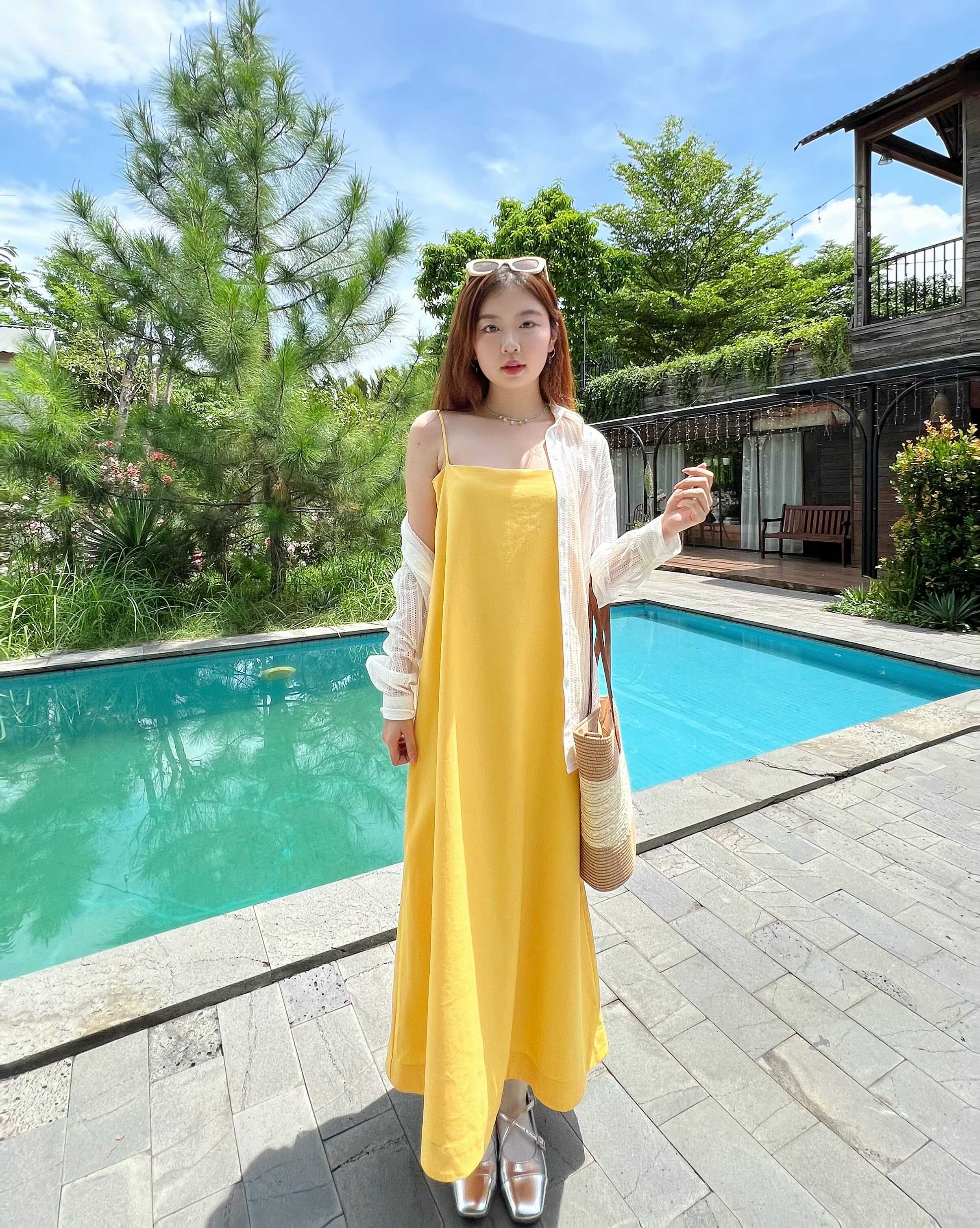 Đầm suông midi 2 dây đi biển dạo phố nhẹ nhàng dịu dàng | selina dress | secodee