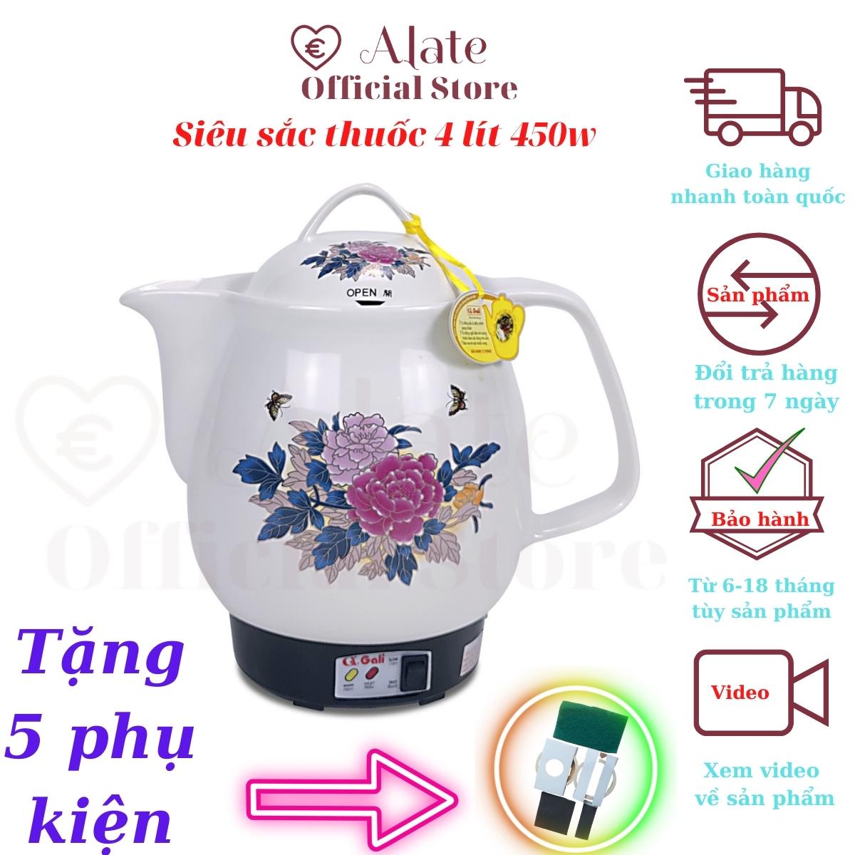 Ấm Sắc Thảo Dược Nam Bắc Gali, Siêu Sắc Thuốc Dung Tích 4 Lít, Nấu Nhanh Chậm Theo Nhu Cầu, Tặng Kèm 05 Phụ Kiện Trị Giá 90k