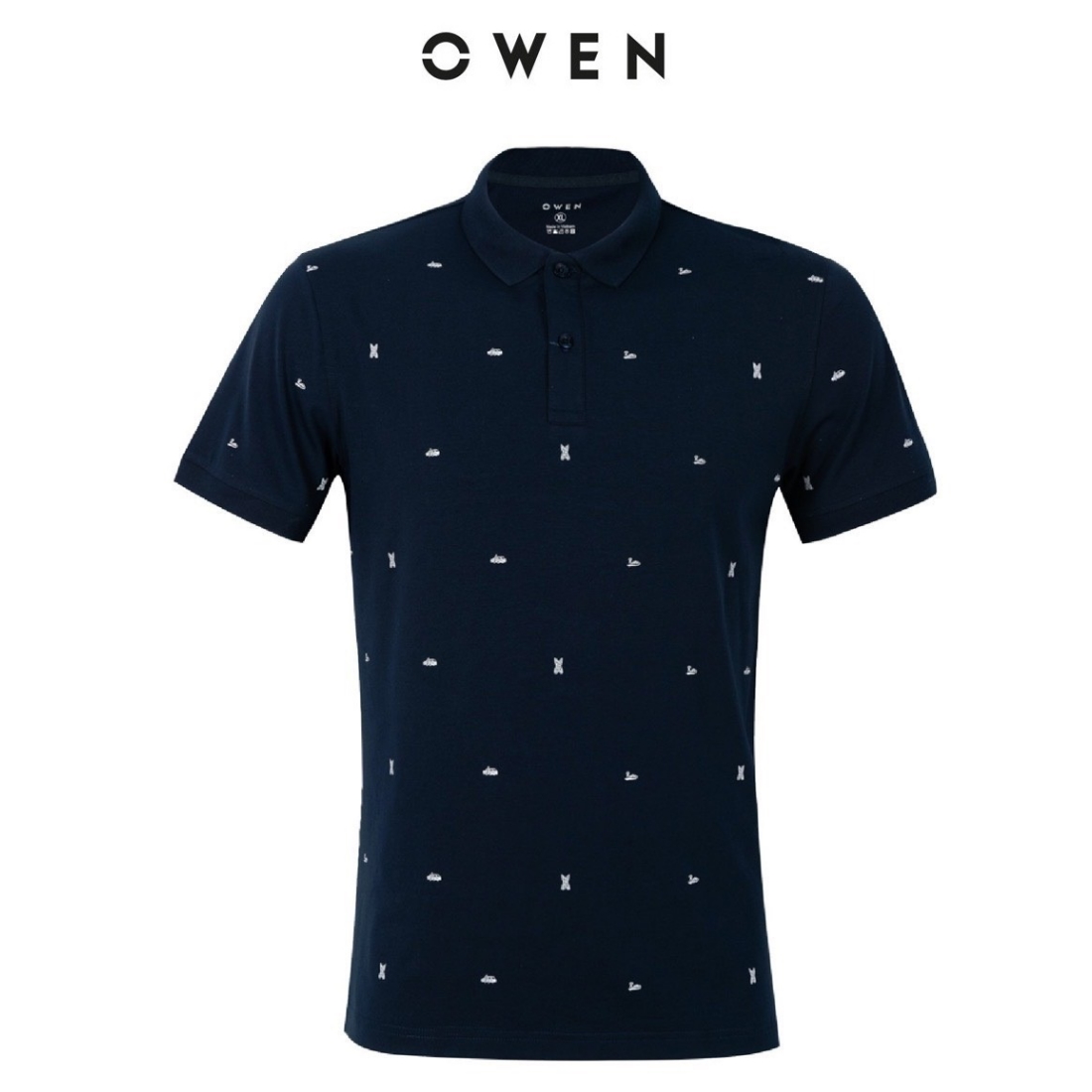 OWEN - Áo Polo nam ngắn tay Owen màu xanh navy in hình 231349 - Áo thun có cổ nam