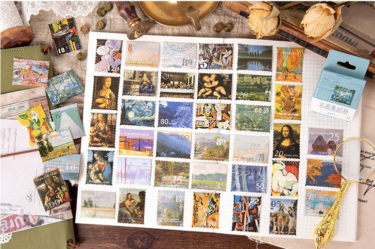 Hộp 45 stickers hình tranh cổ điển