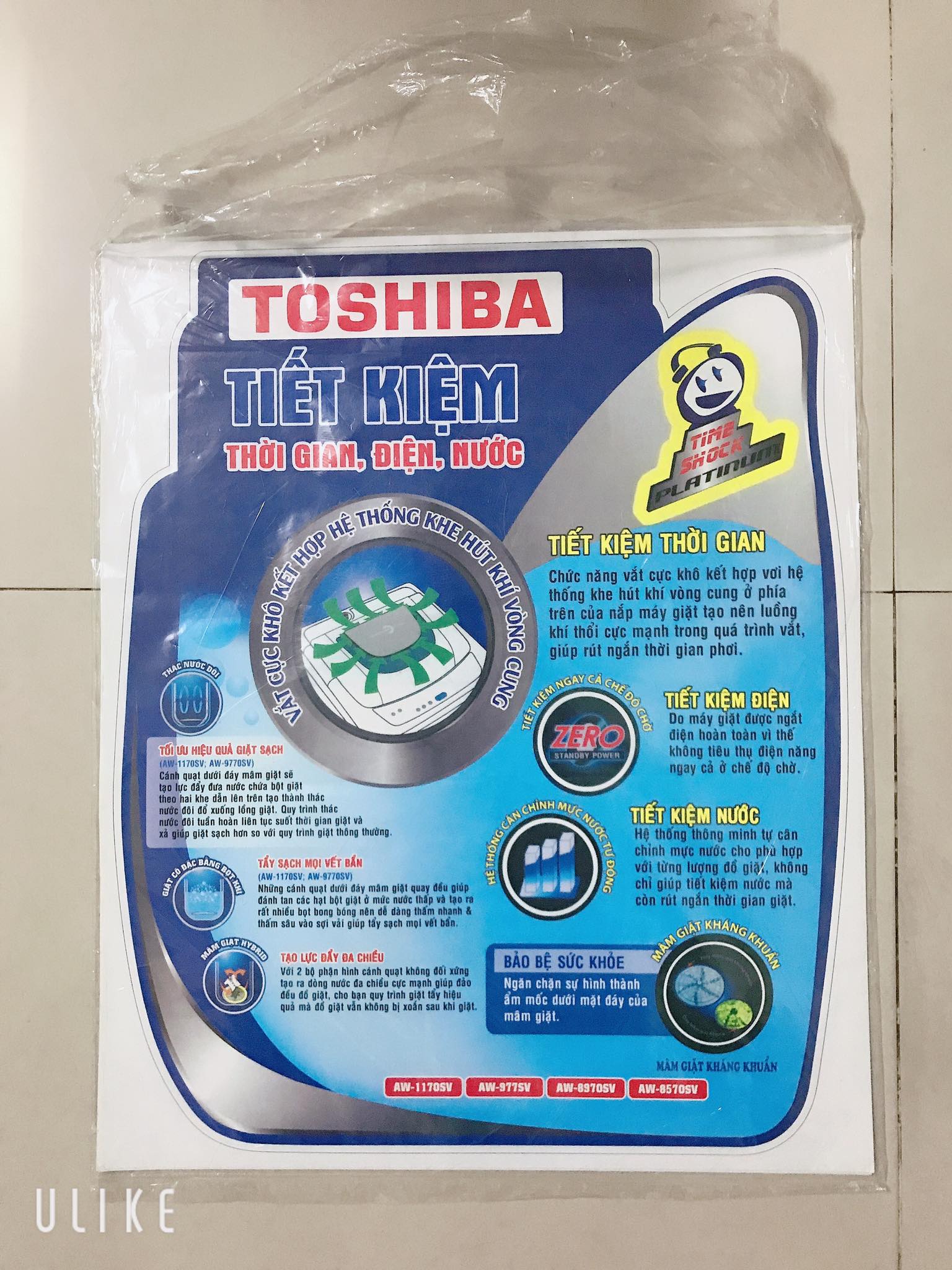 Miếng dán/tem dán máy giặt toshiba