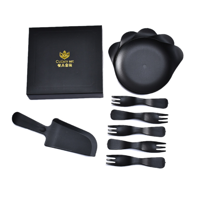 001 Bán Buôn Bộ Đồ Ăn Sinh Nhật Dùng Một Lần Bánh Dao Khay Khay Dao Lượn Sóng Nhựa Giọt Nước Khay Bộ Đồ Ăn Có Thể Tùy Chỉnh 02a