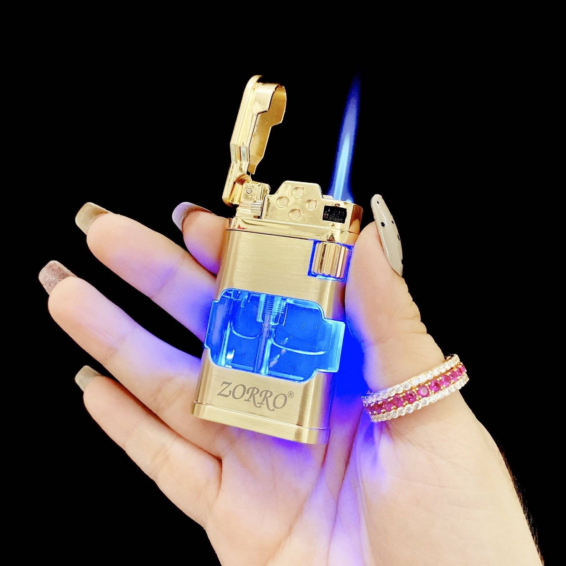 Bật lửa z0rr0 zcđ858 gas đá lộ thiên có đèn led độc lạ cực đẹp